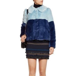 Alice + Olivia blue faux fur coat